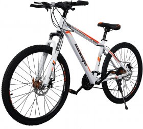 hosote 26 Inch Mountain Bike for Men and Women, Suspension Fork Mountain Bicycle, 21 Speed High-Tensile Carbon Steel Frame MTB with Dual Disc Brake for Adult Youth, Orange