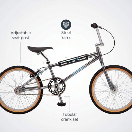 Schwinn Sting Pro and Predator Cruiser BMX Bike for Kids, Adults, Retro Design, Single-Speed, Hi-Ten Steel Frame, 20 Inch Wheels, Gray