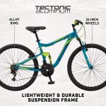 Mongoose Status Mountain Bike, Mens and Womens, Aluminum Frame, Teal