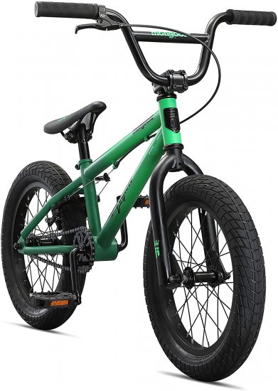 Mongoose Legion Freestyle Sidewalk BMX Bike for-Kids, -Children and Beginner-Level to Advanced Riders, 16 inch, Hi-Ten Steel Frame, Micro Drive 25x9T BMX Gearing