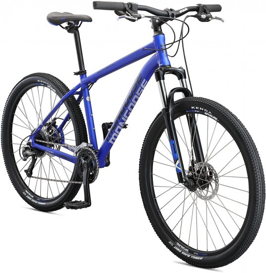 Mongoose Switchback Adult Mountain Bike, 8-21 Speeds, 27.5-Inch Wheels, Aluminum Frame, Disc Brakes, Blue