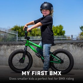 Mongoose Legion Freestyle Sidewalk BMX Bike for-Kids, -Children and Beginner-Level to Advanced Riders, 16 inch, Hi-Ten Steel Frame, Micro Drive 25x9T BMX Gearing