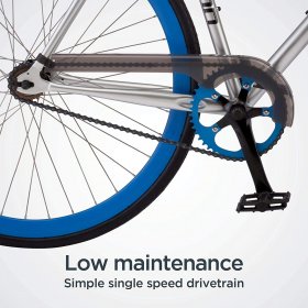 Schwinn Stites Fixie Adult Commuter Road Bike, Single-Speed, Steel Stand-Over Frame, 700c Wheels, Flip-Flop Hub, Silver