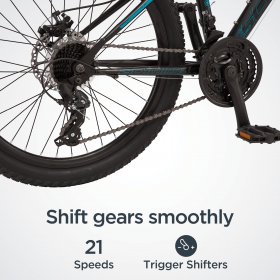 Schwinn Sidewinder mountain bike, 24-inch wheels, 21 speeds, black / teal