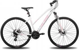 Hiland 700C Hybrid Bicycle Aluminum Shimano 24 Speeds with Lock-Out Suspension Fork Disc Brake City Commuter Comfort Bike