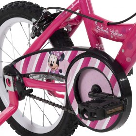 Huffy Disney Minnie Girl's Bike for Kids, Training Wheels,16 Inch,Peony Pink Gloss