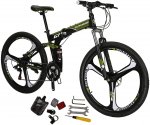 Eurobike Mountain Bike G7 21 Speed Folding Bike Dual Disc Brake 27.5 Inches Wheel Dual Suspension Bicycle,G7 K wheel Green