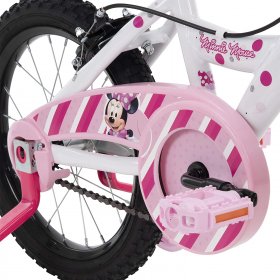 Huffy Disney Minnie Girl's Bike for Kids, Training Wheels, 16 Inch,Gloss White