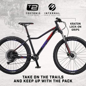 Mongoose Mountain Bike, 27.5 Inch Wheels, Tectonic T2 Aluminum Frame, Rigid Hardtail, Hydraulic Disc Brakes, Black