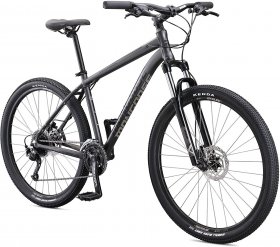 Mongoose Switchback Adult Mountain Bike, 8-21 Speeds, 27.5-Inch Wheels, Aluminum Frame, Disc Brakes, Grey