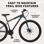 Mongoose Impasse Mens Mountain Bike, Aluminum Frame, Twist Shifters, Front and Rear Disc Brakes, Charcoal