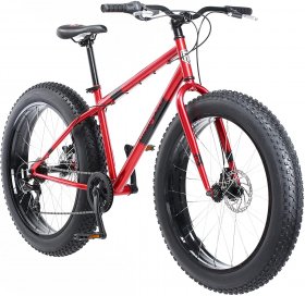Mongoose Dolomite Mens Fat Tire Mountain Bike, 26-Inch Wheels, 4-Inch Wide Knobby Tires, 7-Speed, Steel Frame, Front and Rear Brakes, Red