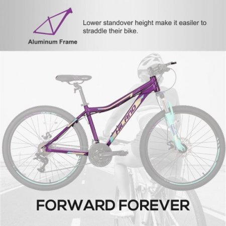 Hiland Aluminum Mountain Bike,with Lock-Out Suspension Fork, 24 Speeds, 27.5 Inch, Purple