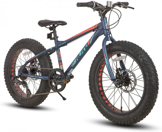 Hiland Kids Fat Tire Bike, Shimano 7-Speed,Dual-Disc Brake,20 Inch, Kids Mountain Bike for Boys Girls