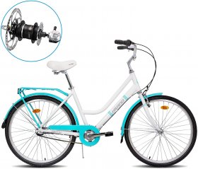 Hiland Cruiser Bike Alluminum 26 inch Frame Shimano Nexus Inter-3 Speeds Retro-Styled for Women Hybrid Bike Bicycle