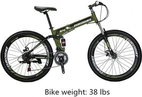 Eurobike 26 Inch Mountain Bike Folding Bicycle 21 Speed,Green
