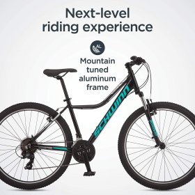 Schwinn Mesa Adult Mountain Bike, 21-24 Speeds, 27.5-Inch Wheels, Small to X-Large Aluminum Frame, Black