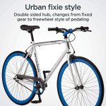 Schwinn Stites Fixie Adult Commuter Road Bike, Single-Speed, Steel Stand-Over Frame, 700c Wheels, Flip-Flop Hub, Silver