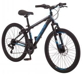 Mongoose Excursion mountain bike, 24-inch wheel, 21 speeds, boys, black