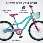 Schwinn Elm Girls Bike for Toddlers and Kids, 20 inch wheels for Ages 2 Years and Up, Teal, Balance or Training Wheels, Adjustable Seat