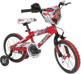 Dynacraft Hot Wheels Boys BMX Street/Dirt Bike with Hand Brake 14 Inch, Dirt Red