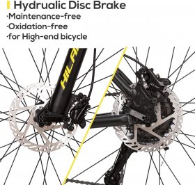 Hiland Mountain Bike 27 Speeds, Lock-Out Suspension Fork, Aluminum Frame 27.5 inch Wheel, Black&Yellow
