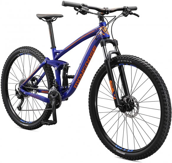 Mongoose Salvo Sport Adult Mountain Bike, 29-inch Wheels, Mens Small Frame, Blue