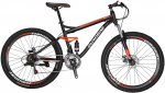 YH-S7 Mountain Bike Full Suspension Frame 21 Speed Shifter 27.5 Inch Wheels Dual Disc Brakes Bikes for Men Orange