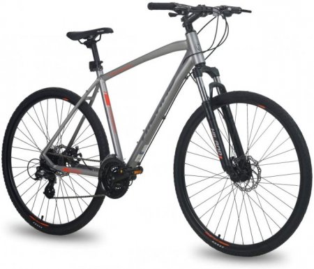 Hiland 700C Hybrid Bicycle Aluminum Shimano 24 Speeds with Lock-Out Suspension Fork Disc Brake City Commuter Comfort Bike