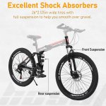 hosote 26 Inch Folding Full Suspension Mountain Bike, 21 Speed High-Tensile Carbon Steel Frame MTB, Dual Disc Brake Bicycle for Men and Women,Red