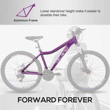 Hiland Aluminum Mountain Bike,Lock-Out Suspension Fork, 21 Speeds 26 Inch, Purple