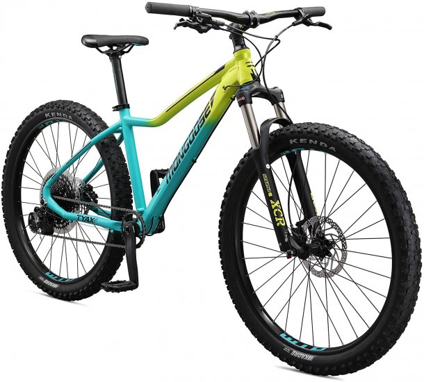 Mongoose Mountain Bike, 27.5 Inch Wheels, Tectonic T2 Aluminum Frame, Rigid Hardtail, Hydraulic Disc Brakes, Yellow/Teal