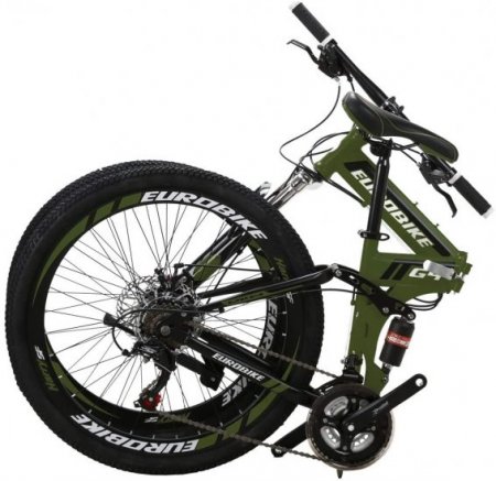 Eurobike 26 Inch Mountain Bike Folding Bicycle 21 Speed,Green