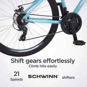 Schwinn GTX Comfort Adult Hybrid Bike, Dual Sport Bicycle, Aluminum 16-20-Inch Frame, Light Blue