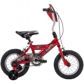 Huffy Disney Cars Kid Bike Quick Connect Assembly, Handlebar Plaque w/Sounds & Training Wheels, 12" Red