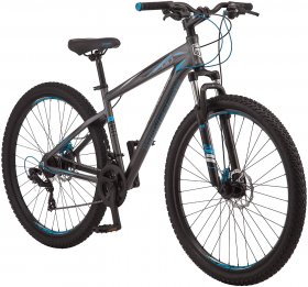 Mongoose Impasse Mens Mountain Bike, Aluminum Frame, Twist Shifters, Front and Rear Disc Brakes, Charcoal