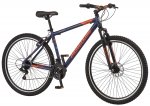 Mongoose Exhibit Mountain Bike, 29-inch wheels, 21 speeds, blue