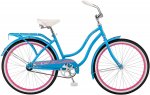 Schwinn Baywood Cruiser Bike, Featuring Steel Step-Through Frame and Single-Speed Drivetrain with Full Wrap Fenders, 24-Inch Wheels, Bright Blue