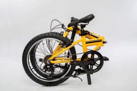 ZiZZO Campo 20 inch Folding Bike with Shimano 7-Speed, Adjustable Stem, Light Weight Aluminum Frame,Yellow