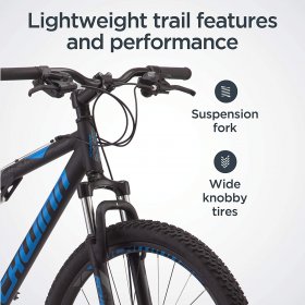 Schwinn S29 Mens Mountain Bike, 29-Inch Wheels, Dual-Suspension, Mechanical Disc Brakes, Matte Black/Blue