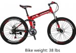 Eurobike 26 Inch Mountain Bike Folding Bicycle 21 Speed,Red