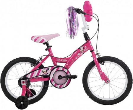 Huffy Disney Minnie Girl's Bike for Kids, Training Wheels,16 Inch,Peony Pink Gloss