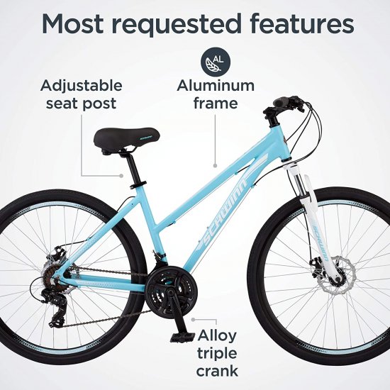 Schwinn GTX Comfort Adult Hybrid Bike, Dual Sport Bicycle, Aluminum 1620Inch Frame, Light Blue
