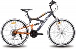 Hiland 26 Inch Mountain Bike Full-Suspension 18/21 Speeds Drivetrain MTB Bicycle,Gray