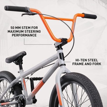 Mongoose Legion L20 Freestyle BMX Bike Line for Beginner-Level to Advanced Riders, Steel Frame, 20-Inch Wheels, Grey