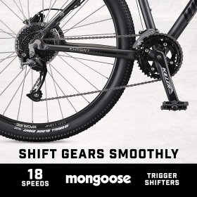 Mongoose Switchback Adult Mountain Bike, 8-21 Speeds, 27.5-Inch Wheels, Aluminum Frame, Disc Brakes, Grey