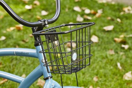 Huffy Woodhaven Cruiser Bike, Men's or Women's, 26 Inch,With Basket & Rear Rack,Stone Blue Gloss