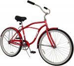 hosote Beach Cruiser Bike for Men and Women, Featuring Retro-Styled 18-Inch Steel Step-Over Frame, 26-Inch Wheels Comfort Cruiser Bicycle with Front and Rear Fenders, Red