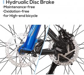 Hiland Mountain Bike 27 Speeds, Lock-Out Suspension Fork, Aluminum Frame 27.5 inch Wheel, Gray&Blue