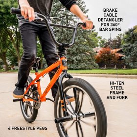Mongoose Legion Freestyle Sidewalk BMX Bike for-Kids, -Children and Beginner-Level to Advanced Riders, 20 inch, Hi-Ten Steel Frame, Micro Drive 25x9T BMX Gearing